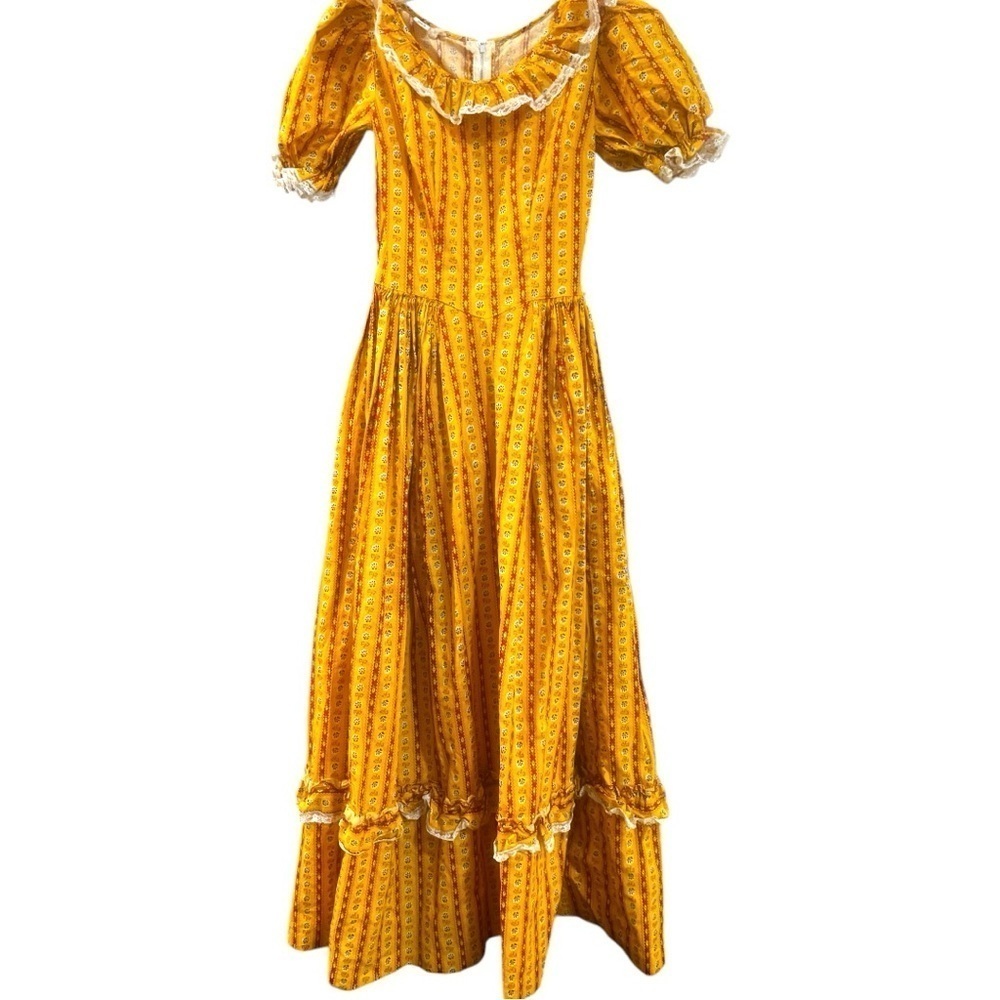 Vintage Floral Peasant Maxi Dress Cottagecore Prairie - Picture 2 of 8